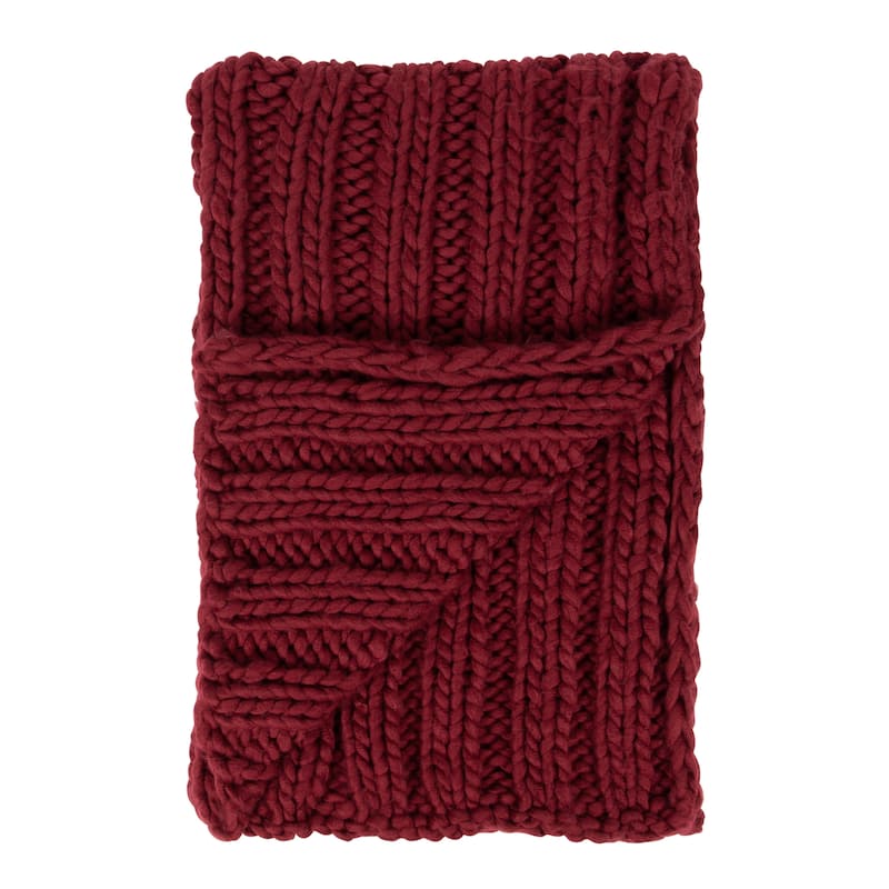 Kate and Laurel Chunky Knit Throw - Red