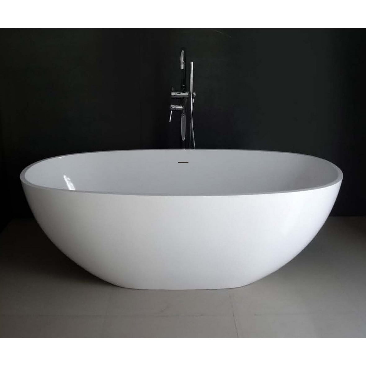 Contemporary 65-inch Solid Surface Freestanding Oval ...
