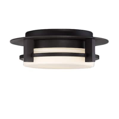 Compass Bronze Aluminum and Glass 12-inch LED Flush Mount