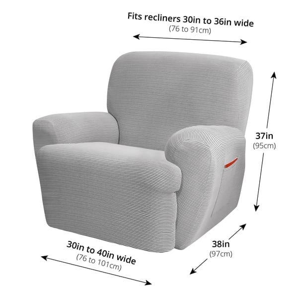 Maytex Connor Grid Stretch 4 Piece Recliner Furniture Slipcover - 30-40 ...