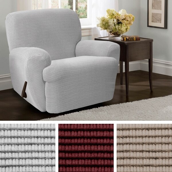 Maytex Connor Grid Stretch 4 Piece Recliner Furniture Slipcover - 30-40" wide/37" high/38" deep - 30-40" wide/37" high/38" deep