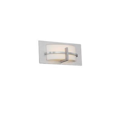 Compass Silvertone Aluminum LED Wall Sconce with Opal Glass Shade