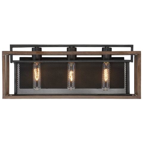 Rio Lobo 3-light Dark Oak/Black Bath Fixture