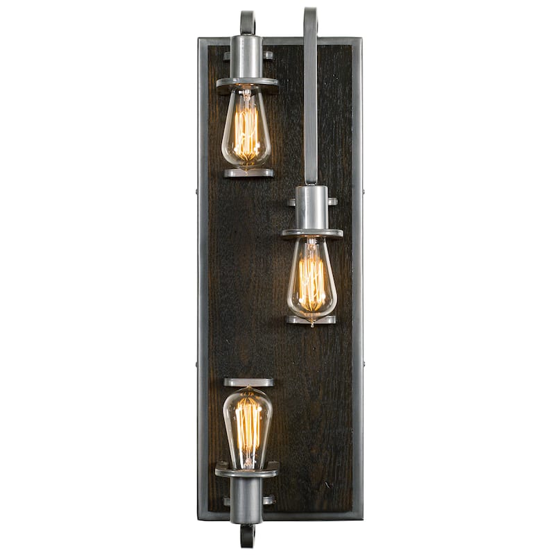 Lofty 3-light Steel and Faux Zebrawood Wall Sconce