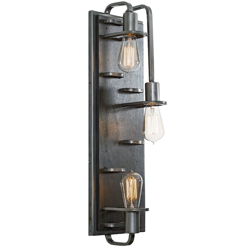 Lofty 3-light Steel and Faux Zebrawood Wall Sconce