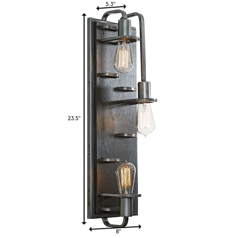 Lofty 3-light Steel and Faux Zebrawood Wall Sconce