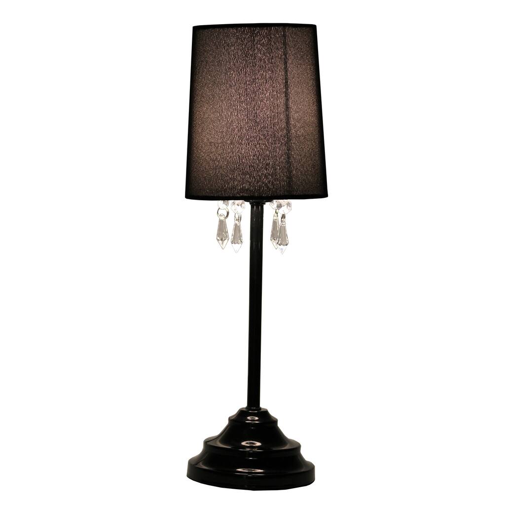 Simple Designs Black Table Lamp with Fabric Shade and Hanging Acrylic Beads