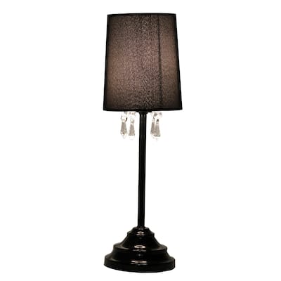 Simple Designs Black Table Lamp with Fabric Shade and Hanging Acrylic Beads