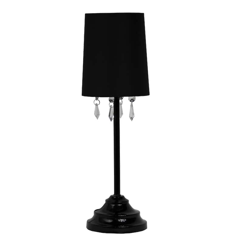 Simple Designs Black Table Lamp with Fabric Shade and Hanging Acrylic Beads
