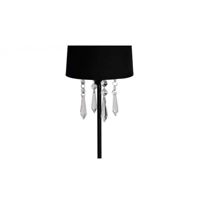 Simple Designs Black Table Lamp with Fabric Shade and Hanging Acrylic Beads