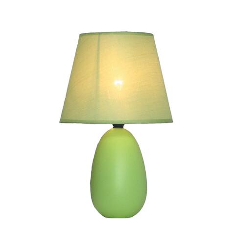 Simple Designs Mini Egg Green Ceramic Oval Table Lamp