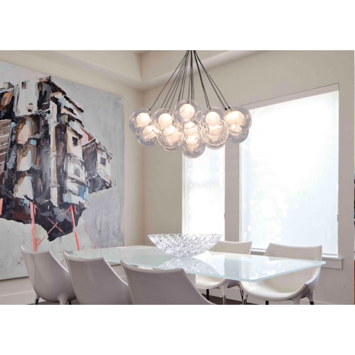 Ara 19-Light Glass Sphere Rectangular LED Chandelier - N/A (19-light Glass Sphere Rectangular LED Chandelier) - Chandeliers For Bedrooms by Overstock.com