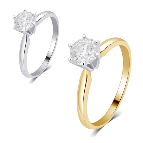 Divina 14K gold 1/2ct TDW Diamond Solitaire Engagement Ring I2)