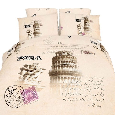 Dolce Mela Luxury Cotton Bedding Pisa 6-Piece Duvet Cover Set