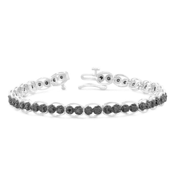 ctw Infinity White and Black Diamond Bracelet 1//2 Carat in Sterling Silver