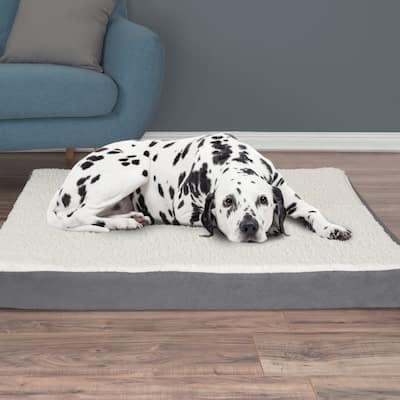 2-Layer Orthopedic Memory Foam Dog Bed with Machine Washable Sherpa Cover