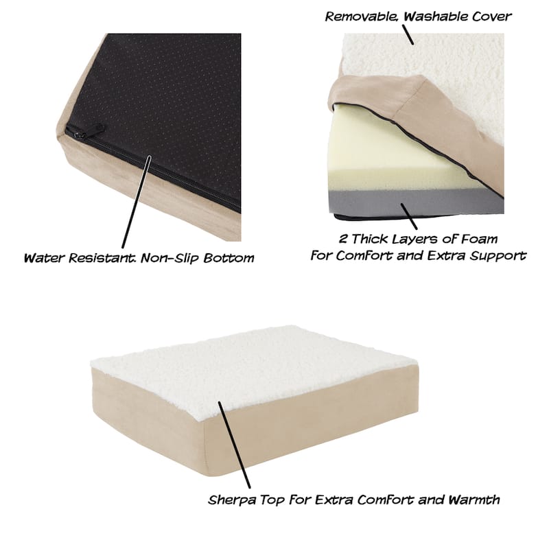 2-Layer Orthopedic Memory Foam Dog Bed with Machine Washable Sherpa Cover