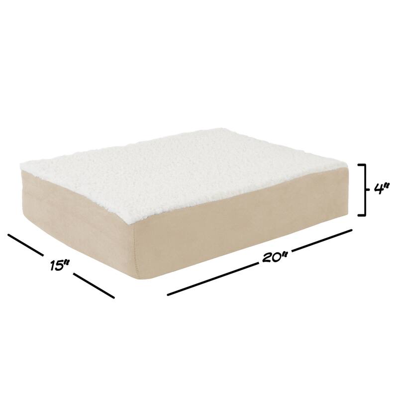 2-Layer Orthopedic Memory Foam Dog Bed with Machine Washable Sherpa Cover