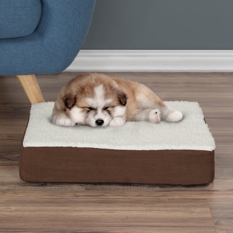 2-Layer Orthopedic Memory Foam Dog Bed with Machine Washable Sherpa Cover