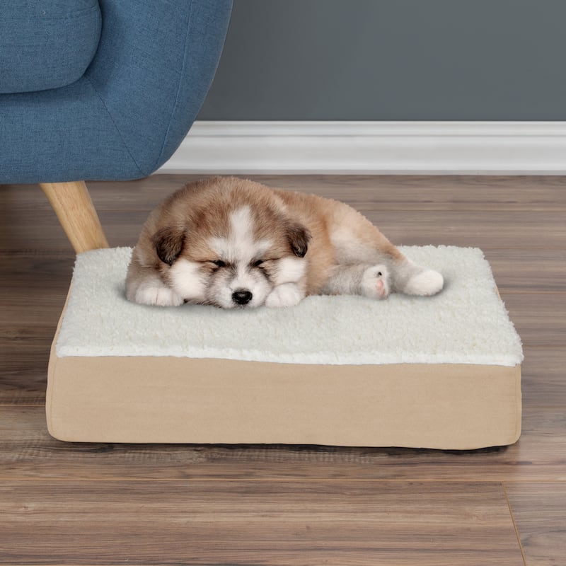 2-Layer Orthopedic Memory Foam Dog Bed with Machine Washable Sherpa Cover