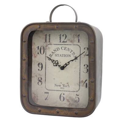 Grand Central Station Square Rustic Tabletop Clock