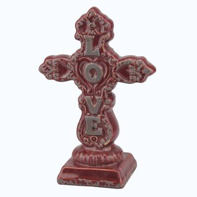 Medium Love Ceramic Cross Pedestal