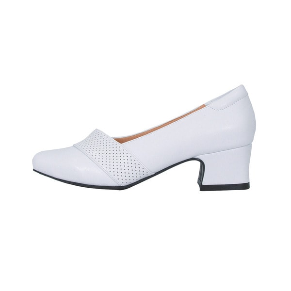 wide width heels white