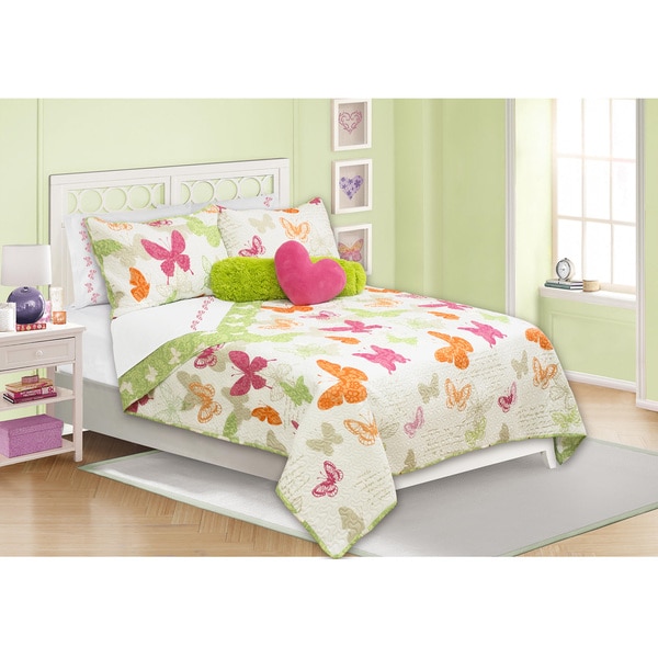 Butterflies Printed Quilt 3-piece Set