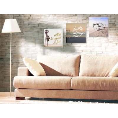 Stupell 'You Plus Me Plus Sand' Canvas Cursive Typography Stretched Wall Art