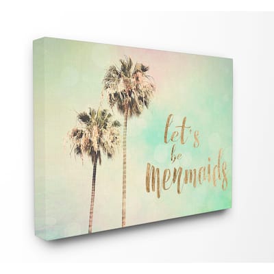 Stupell 'Let's Be Mermaids' Canvas Palm Trees Stretched Wall Art