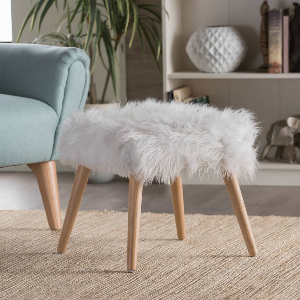 Huxley Faux Fur Ottoman Stool by Christopher Knight Home