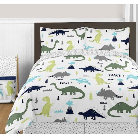 Sweet JoJo Designs Blue and Green Mod Dinosaur Collection Full/Queen 3-piece Bedding Set