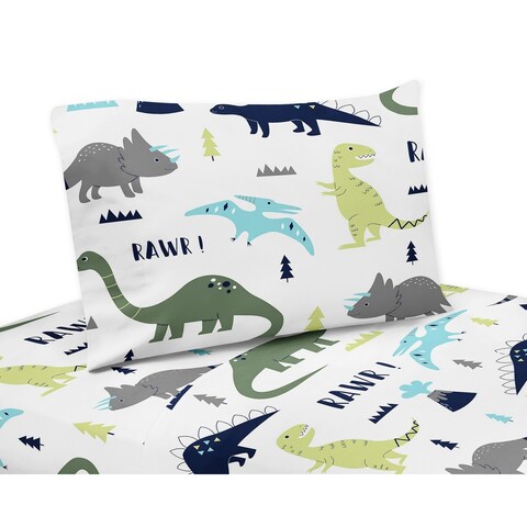 Blue and Green Mod Dinosaur Collection Twin and Queen Sheet Sets by Sweet Jojo Designs - Multi