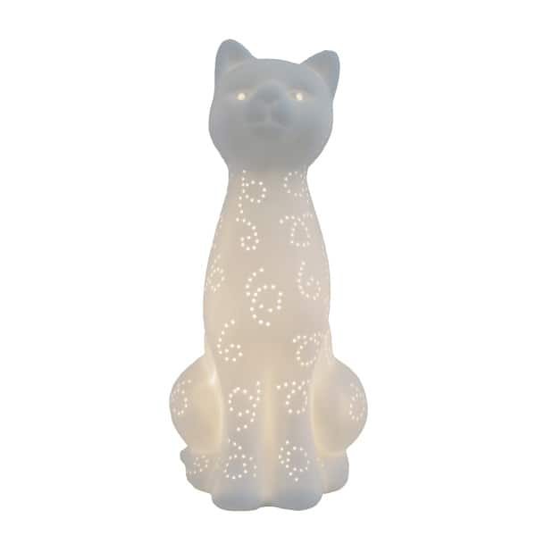 slide 2 of 4, Simple Designs Porcelain Kitty Cat Shaped Animal Light Table Lamp