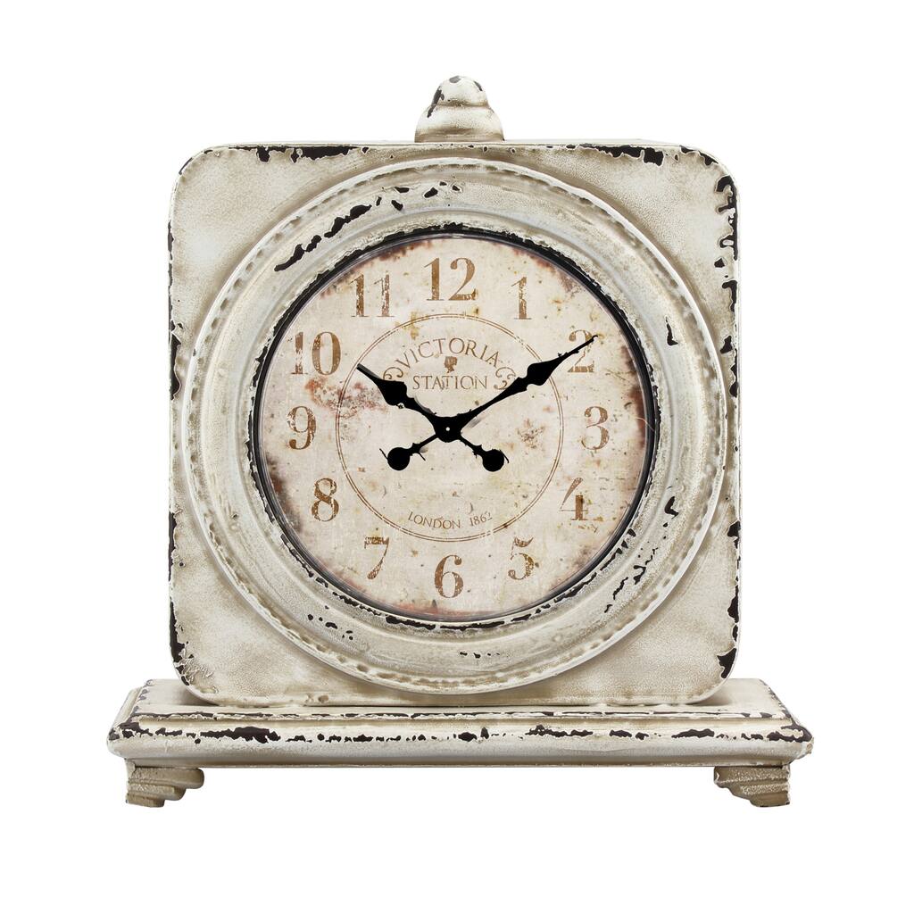 Victoria Station Distressed Square Tabletop Clock