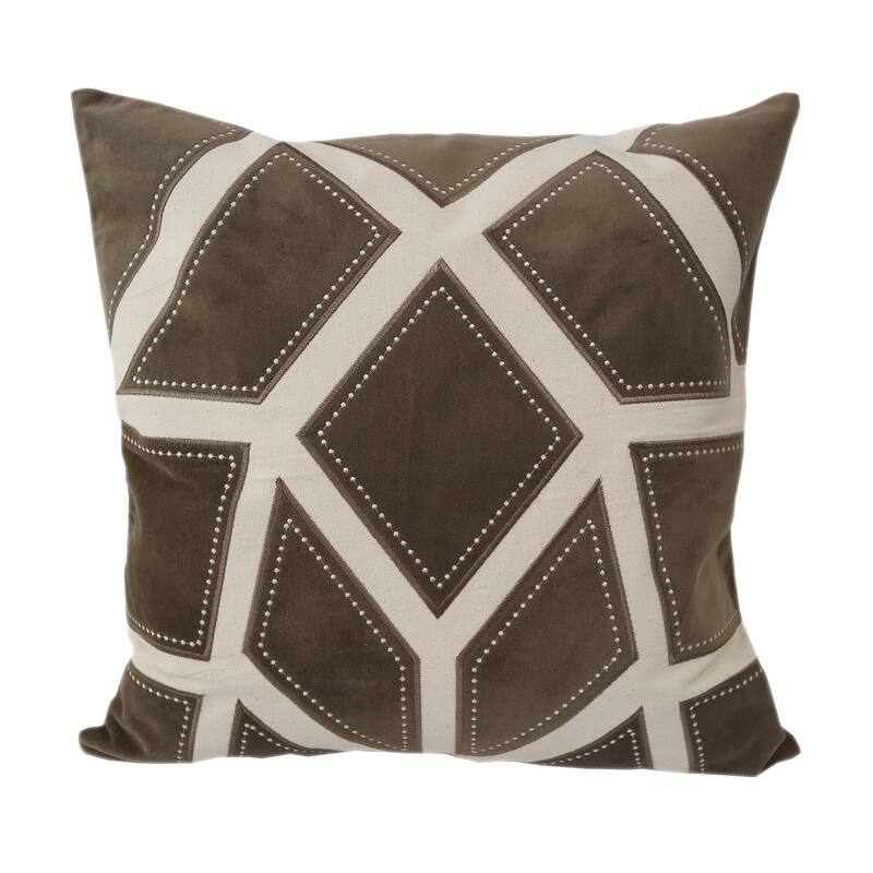 Home Accent Pillows 20-inch Brown and Tan Applique Embroidered Poly Linen Throw Pillow