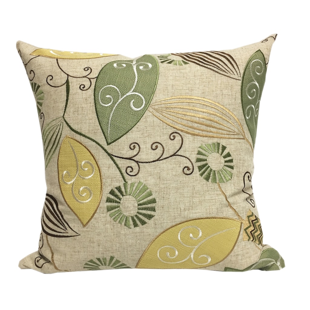 Olevia Cotton Floral Leaf Embroidered Throw Pillow by Home Accent Pillows