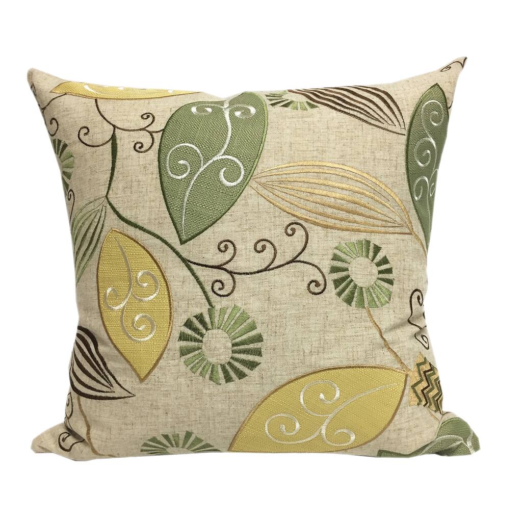 Olevia Cotton Floral Leaf Embroidered Throw Pillow by Home Accent Pillows