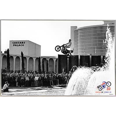 Evel Knievel Caesars Palace Jump 36x24 Poster with Silver Metal Frame I