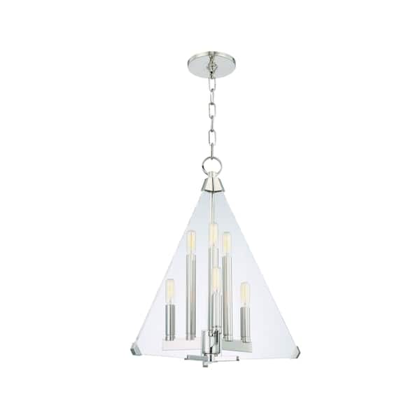 slide 1 of 1, Hudson Valley Triad 6-light Polished Nickel Pendant