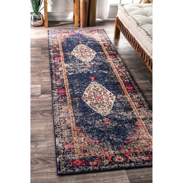 Shop NuLOOM Traditional Fading Oriental Medallion Navy Runner Rug - 2'6 ...