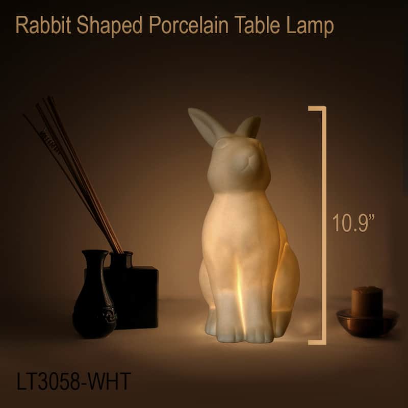 Simple Designs Porcelain Bunny Shaped Animal Light Table Lamp - Bed ...