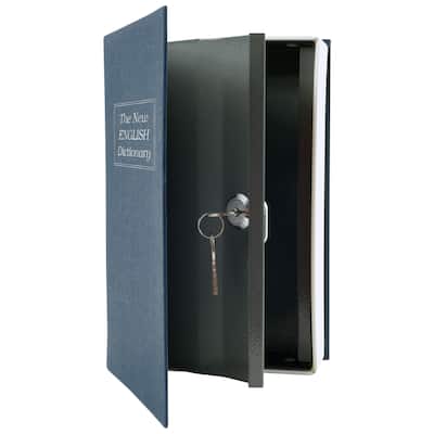 Book Safe with Key - Portable New English Dictionary Hidden Mini Safe Great for Traveling and Storing Jewelry by Stalwart (Blue)