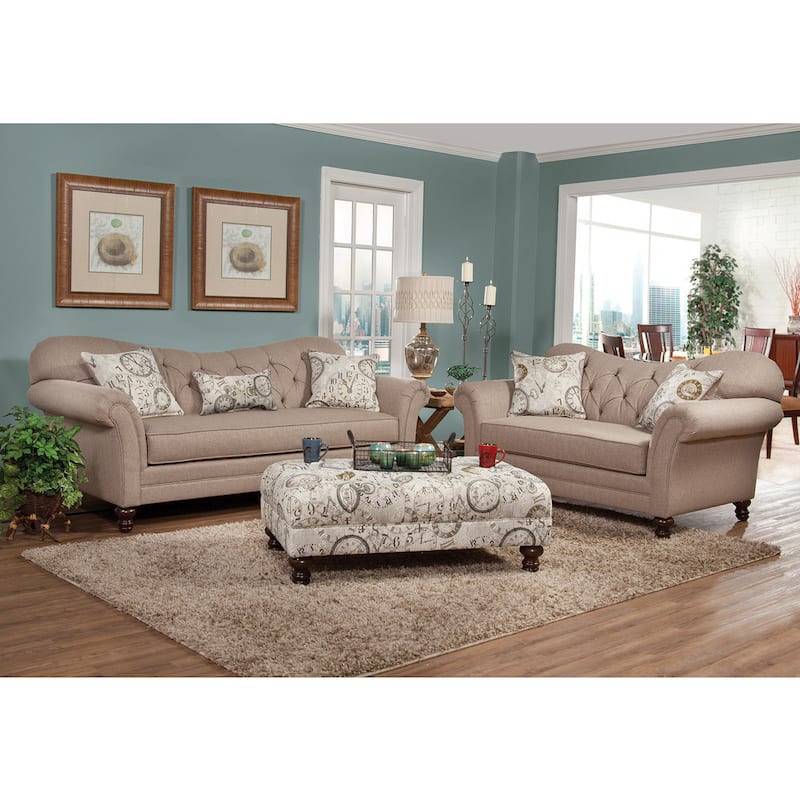 Roundhill Furniture Charbilia Fabric Tufted Cocktail Ottoman