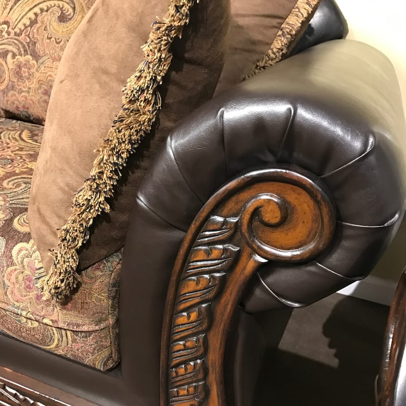 Roundhill Furniture San Marino 2-Tone Chocolate Fabric Chaise