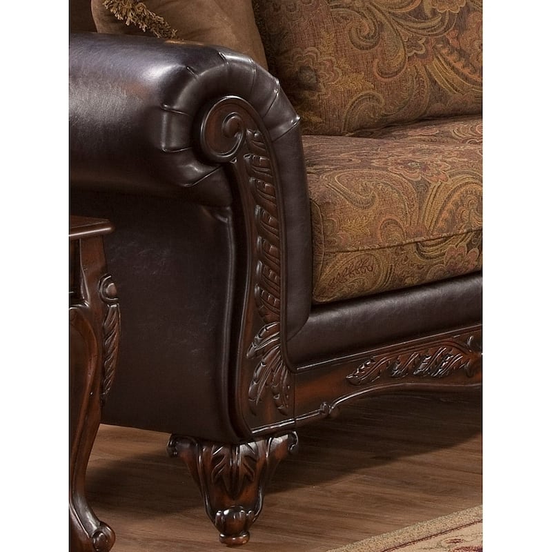 Roundhill Furniture San Marino 2-Tone Chocolate Fabric Chaise