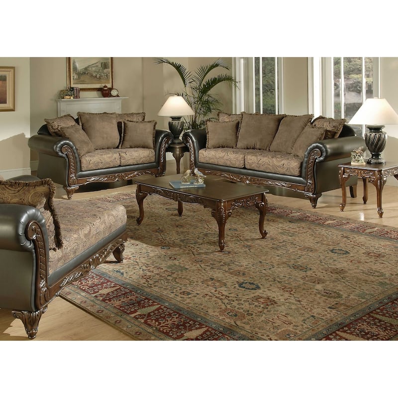 Roundhill Furniture San Marino 2-Tone Chocolate Fabric Chaise
