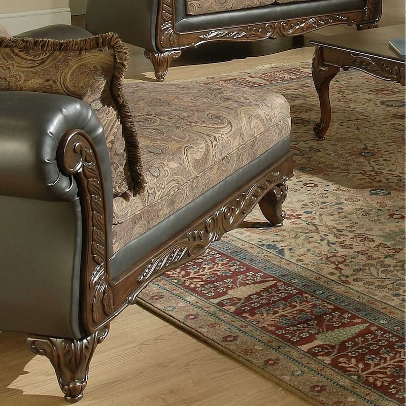 Roundhill Furniture San Marino 2-Tone Chocolate Fabric Chaise