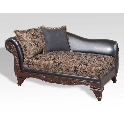Roundhill Furniture San Marino 2-Tone Chocolate Fabric Chaise