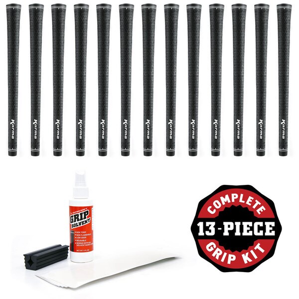 Karma Velour Black Rubber Full-cord 13-piece Golf Grip Kit With Tape, Solvent and Vise Clamp